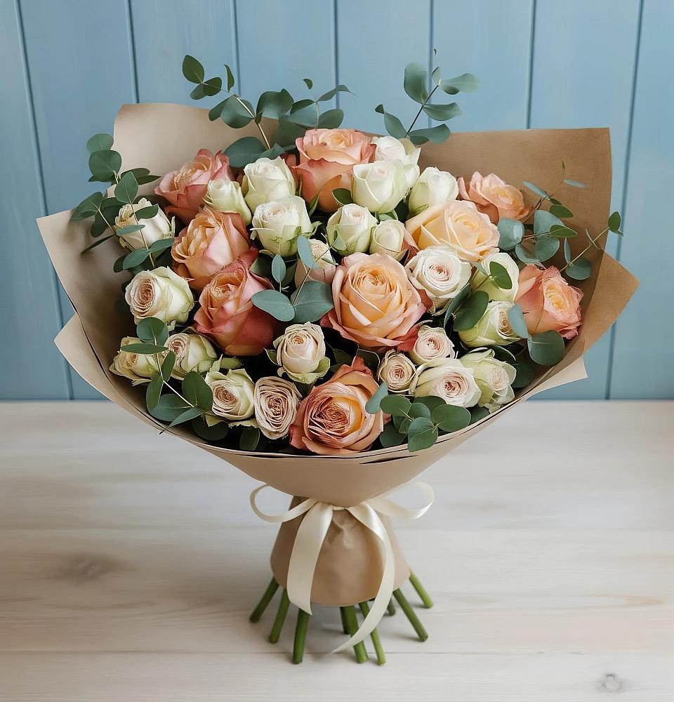 Букет цветов из: Альстромерии и Розы в Игарке