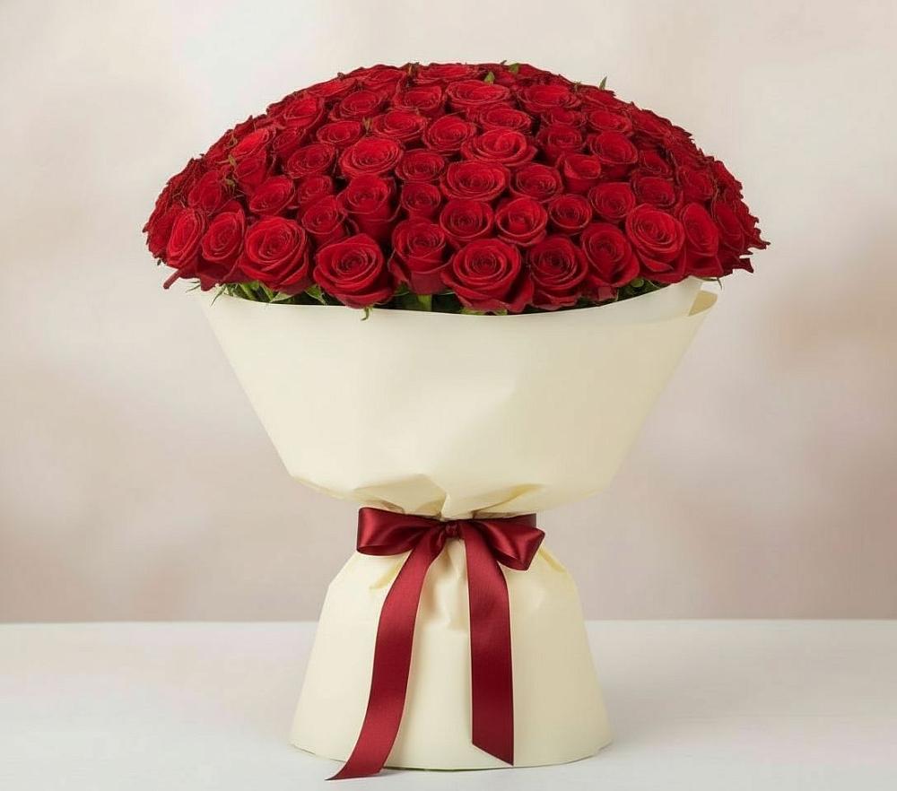 Букет 101 Красная роза Милано в Игарке