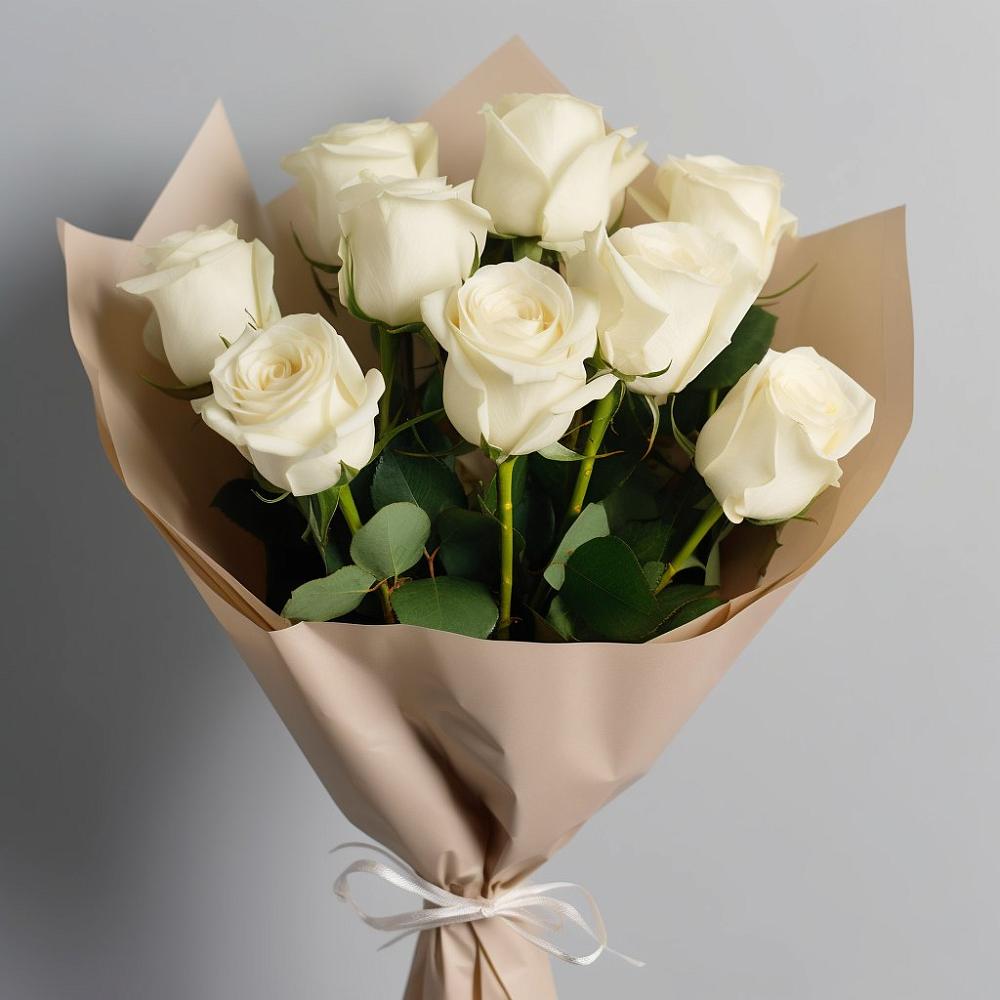 Букет 9 Белых роз Эдлесс Лав в Игарке