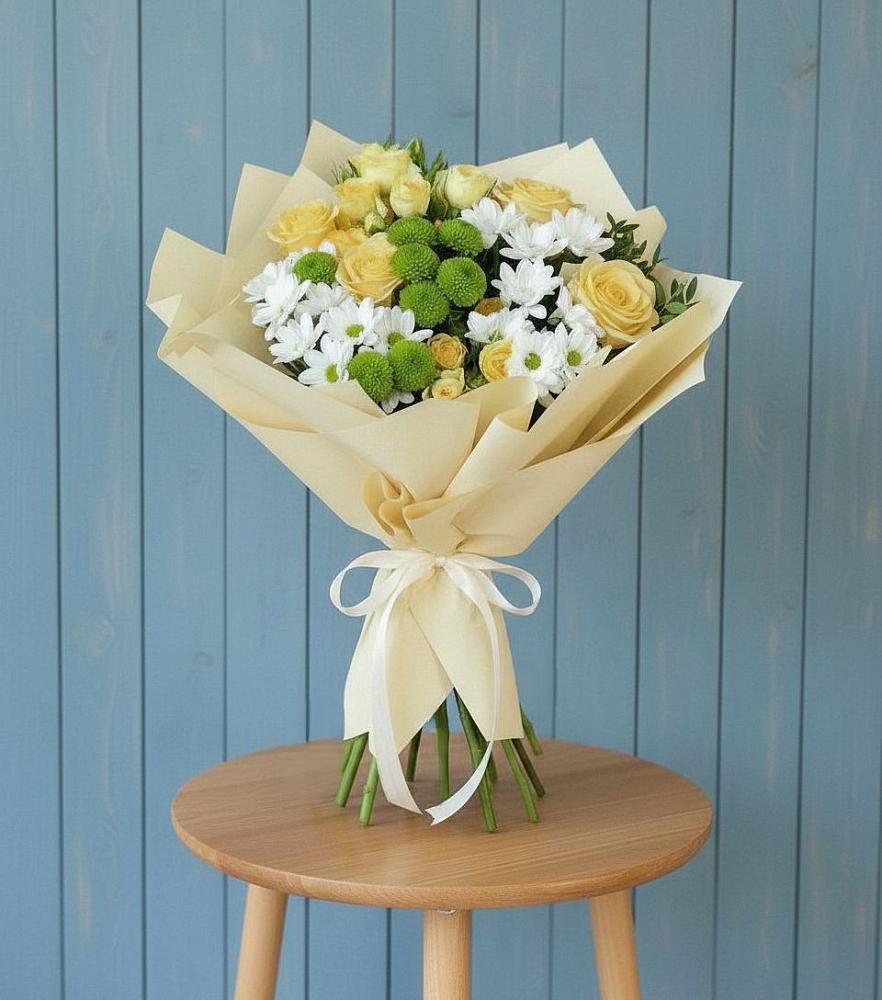 Букет цветов из: Хризантемы и Розы в Игарке