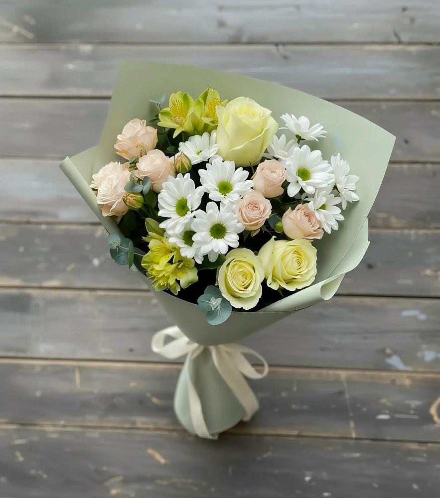 Букет цветов из: Альстромерии, Розы и Хризантемы в Игарке
