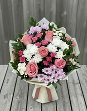 Букет цветов из:  Альстромерии, Гвоздики, Розы и Хризантемы в Игарке