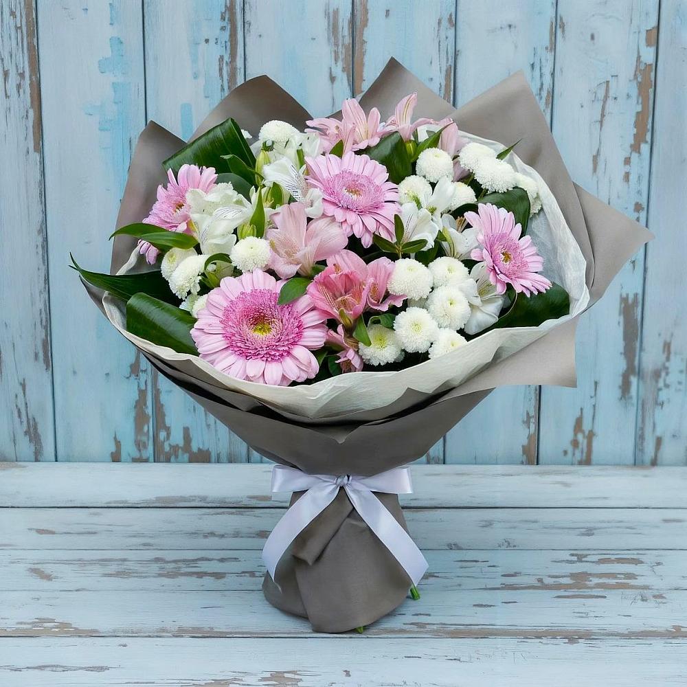 Букет цветов из: Герберы, Альстромерии и Хризантемы в Игарке