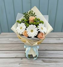 Букет цветов из:  Герберы, Розы и Хризантемы в Игарке